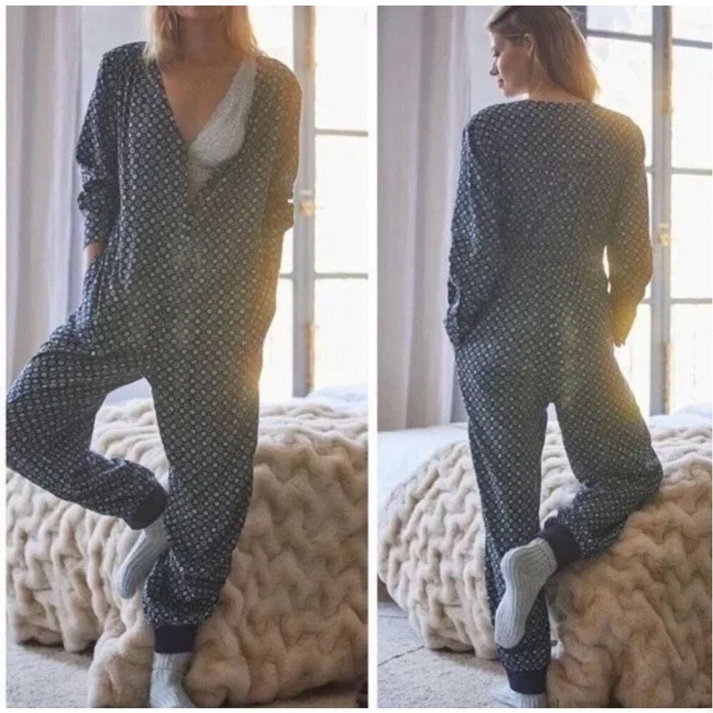 NWT Anthropologie Black Patterned Jumpsuit